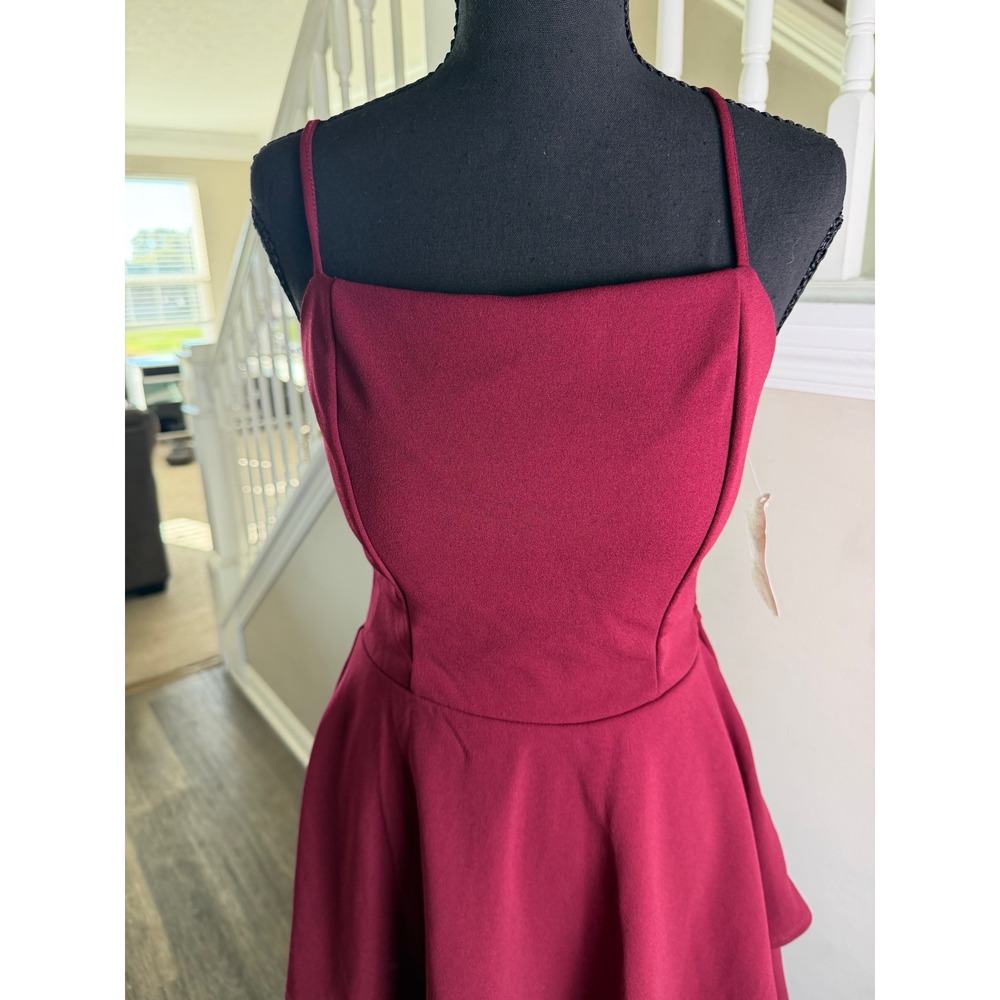 Altar'd State Wine Burgundy Tiered Mini Dress Bow Back Cutout NWT Size Medium - Picture 5 of 10
